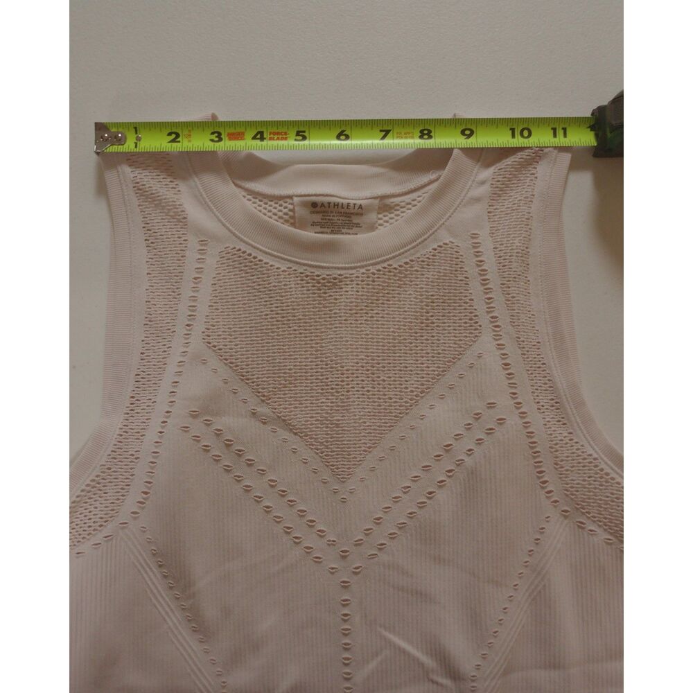 Athleta White Mesh Ribbed Seamless Tank Top Medium Yoga Gym Activewear - Picture 5 of 7